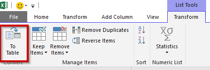 Power Query List to Table