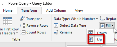 Power Query Fill Up
