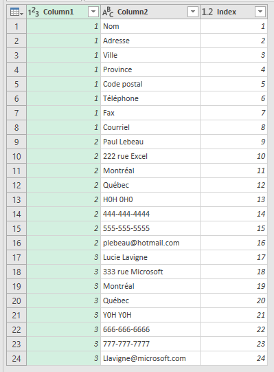 Power Query Table plus Index