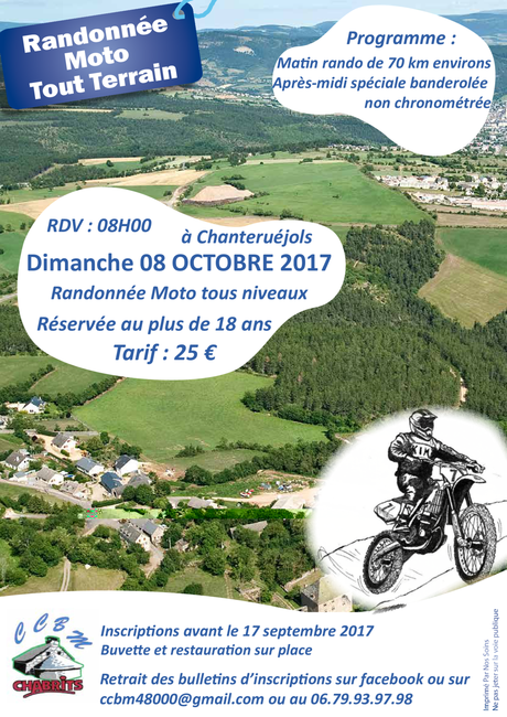 Rando moto TT à Chanteruéjols (48), le dimanche 8 octobre 2017