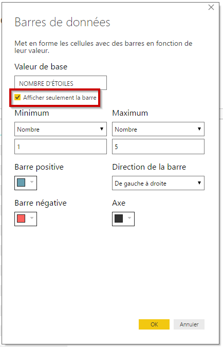 Options barres de données