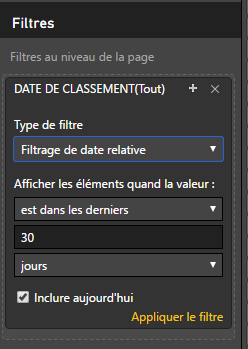 Filtre dates relatif