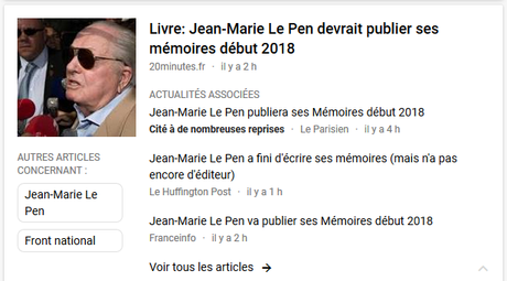 les médias français font la promo des « Mémoires » de JM Le Pen #FN #antifa #PesteBrune