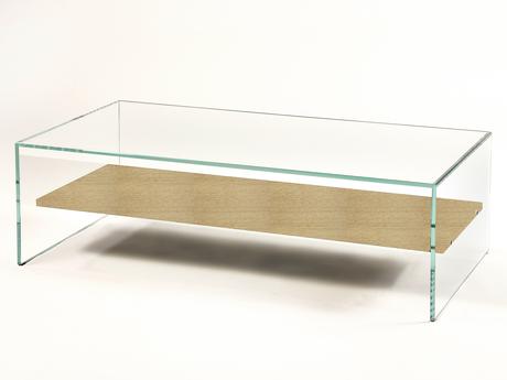 Table basse bois verre