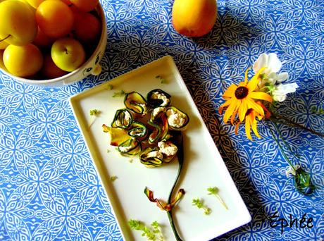 Fleur de rouleaux de courgettes à la ricotta