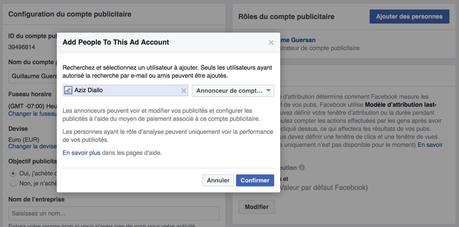 Ajouter un administrateur à son compte publicitaire Facebook
