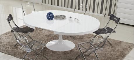 Table ronde extensible blanche