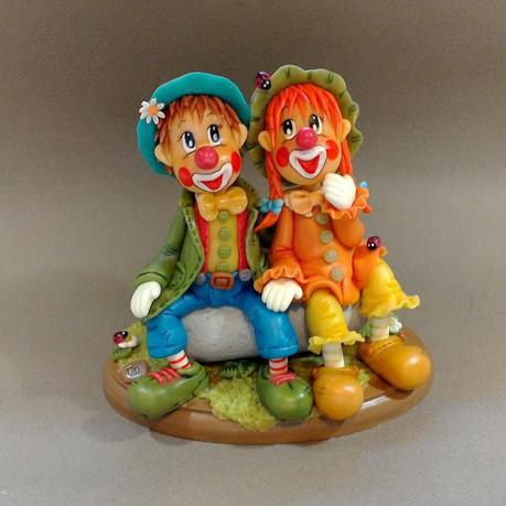 Couple de clown en procelaine froide