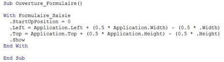 VBA - Formulaire