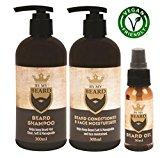 Beard Shampoo Conditioner Face Moisturiser Oil Complete Gift Pack Vegan Friendly by BE MY BEARD