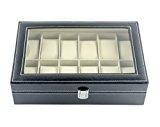 Feibrand Présentoir/boîte/coffret à montre Coffret de Rangement pour 12 Montres avec Serrure Noir