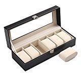 Feibrand PU Présentoir Coffret Boîte à Montre 6 Montres Noir