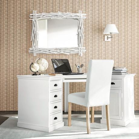bureau d angle blanc tiroirs en sapin classique maison du monde