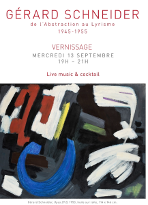 Galerie Diane de Polignac & Chazournes  – exposition Gérard SCHNEIDER  » de l’Abstraction au Lyrisme 1945-1955″