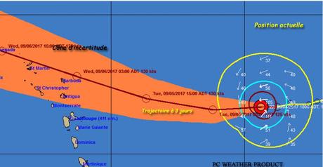 Irma en approche de la Guadeloupe le 04 09 17 h