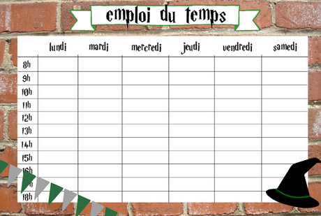 Emploi du temps #5   Harry Potter  Quel maison choisiras-tu ?