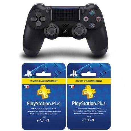 Bon Plan – Manette DualShock 4 Noire V2 + Abonnement PlayStation Plus 15 mois à 89.99€