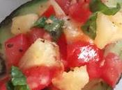 Avocat chaud salade tomate, ananas basilic