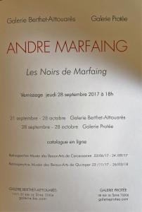 Galerie Berthet-Aittouarès- Galerie Protée –  exposition André MARFAING – « Les noirs de Marfaing »6 21 Septembre 28 OCTOBRE 2017