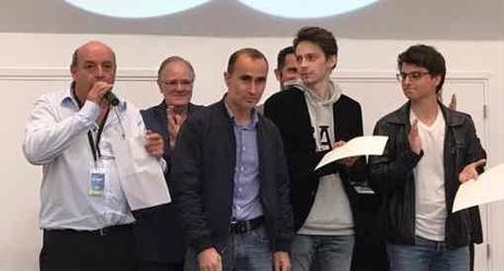 La remise des prix avec Léo Battesti, André Rasneur, Namig Guliyev, Jules Moussard et Maxime Lagarde - Photo © Chess & Strategy
