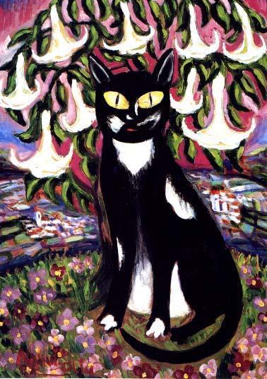 Peinture - Nahui Olin ou l'Art sous la braise - 1893-1978 Nahui Olin - Gato en el jardin Florido, sd