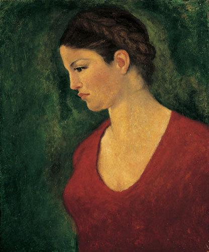 Peinture - Femmes, compagnes, maîtresses, modèles de peintres. Portraits Aristide Maillol - Dina à la Robe rouge (Dina Verny dernier modèle et inspiratrice du peintre-sculpteur), 1940