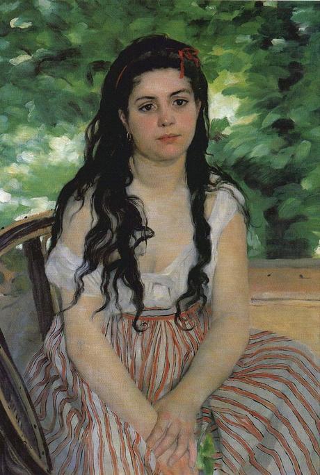 Peinture - Femmes, compagnes, maîtresses, modèles de peintres. Portraits Auguste Renoir - La Bohémienne (Lise Tréhot, modèle et maîtresse du peintre enceinte), 1868