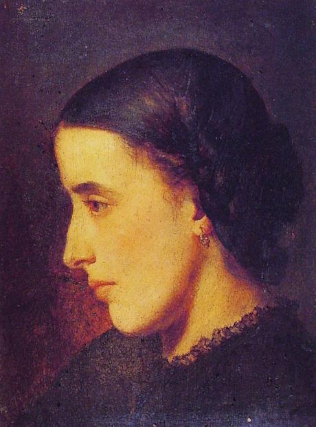 Peinture - Femmes, compagnes, maîtresses, modèles de peintres. Portraits Jean-Paul Laurens (ami d'André Gide) - Portrait de Madeleine Villemsens, épouse du peintre, 1869