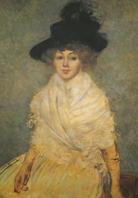 Peinture - Femmes, compagnes, maîtresses, modèles de peintres. Portraits Jean-Louis Forain - Jeanne Forain au chapeau noir (née Jeanne Bosc), femme du peintre, 1891