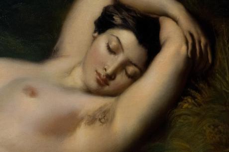 Peinture - Femmes, compagnes, maîtresses, modèles de peintres. Portraits Théodore Chassériau - Baigneuse endormie près d'une source, détail (Alice Ozy, modèle et compagne du peintre), 1850