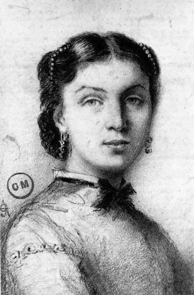 Peinture - Femmes, compagnes, maîtresses, modèles de peintres. Portraits Gustave Moreau - Rare dessin représentant Alexandrine Dureux compagne du peintre, vers 1860