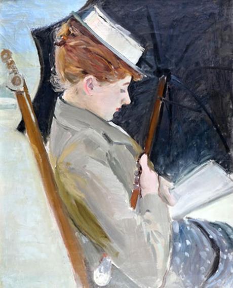Peinture - Femmes, compagnes, maîtresses, modèles de peintres. Portraits Paul-César Helleu - Madame Helleu lisant à la plage, 1896