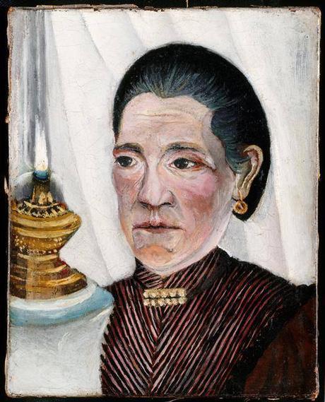 Peinture - Femmes, compagnes, maîtresses, modèles de peintres. Portraits Le Douanier Rousseau - Joséphine à la lampe (Joséphine-Rosalie Nourry), portrait de la seconde épouse du peintre, 1903