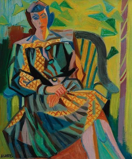 Peinture - Femmes, compagnes, maîtresses, modèles de peintres. Portraits André L'hote - Portrait de Simone au fauteuil (Simone Camin), seconde épouse du peintre, 1944