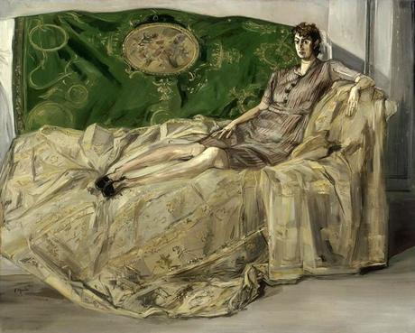 Peinture - Femmes, compagnes, maîtresses, modèles de peintres. Portraits Francis Gruber - Femme sur un canapé (Portrait de Madame Francis Gruber née Georges Bernstein, épouse du peintre), 1945