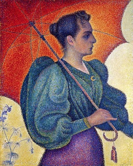 Peinture - Femmes, compagnes, maîtresses, modèles de peintres. Portraits Paul Signac - Portrait de Berthe à l'ombrelle, épouse du peintre née Berthe Roblès, 1893