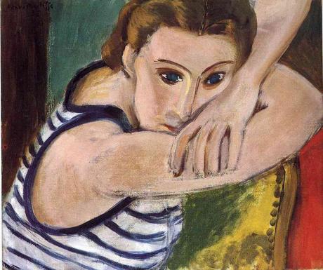 Peinture - Femmes, compagnes, maîtresses, modèles de peintres. Portraits Henri Matisse - Les yeux bleus, premier portrait de Lydia Delectorskaya. Lydia modèle exclusif de 1935 à 1939, puis de façon épisodique, muse, secrétaire, amie, assistante du peintre jusqu'à sa mort en 1954, 1934