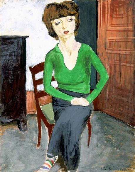 Peinture - Femmes, compagnes, maîtresses, modèles de peintres. Portraits Jean Dubuffet - Lili aux chaussettes rayées (Emilie Carlu, épouse du peintre), 1935