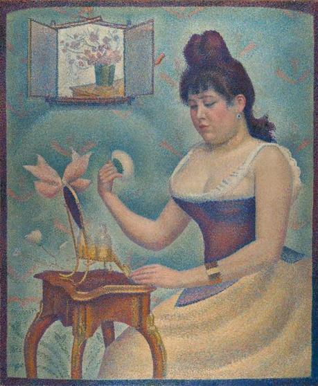 Peinture - Femmes, compagnes, maîtresses, modèles de peintres. Portraits Georges Seurat - Jeune femme se poudrant (Madeleine Knobloch, compagne du peintre et mère de leur fils), 1889/1890