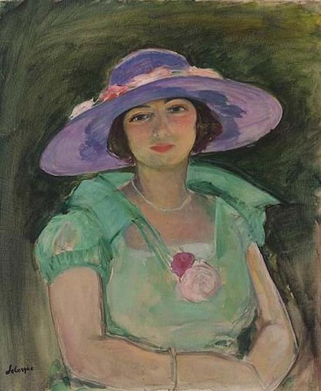 Peinture - Femmes, compagnes, maîtresses, modèles de peintres. Portraits Henri Lebasque - Portrait de Marthe Lebasque au chapeau mauve, 1925