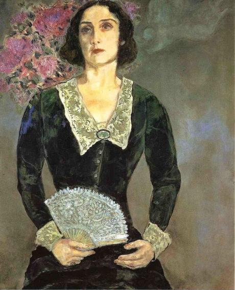 Peinture - Femmes, compagnes, maîtresses, modèles de peintres. Portraits Marc Chagall - Bella en vert (Bella Rosenfeld, épouse du peintre, 1934