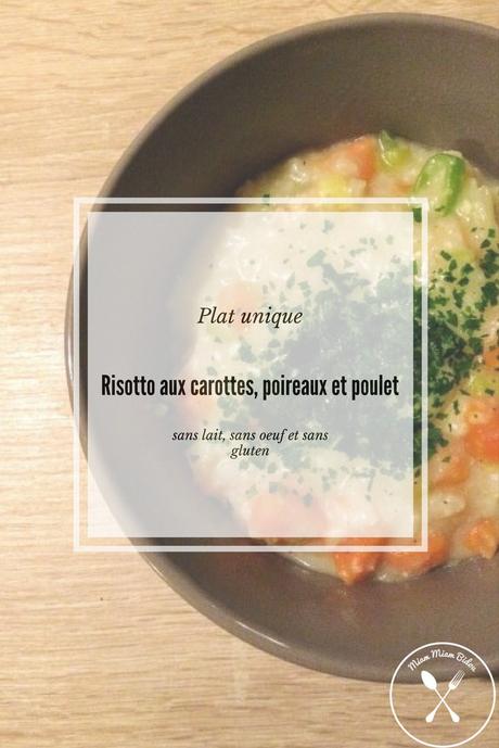 Risotto aux carottes, poireaux et poulet