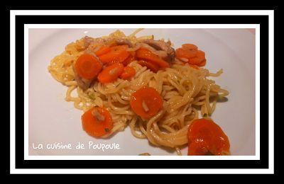 Escalope de porc mariné, Korean Ramen, nouille chinoise et sauté de carottes au thermomix ou sans Escalope de porc mariné, Korean Ramen, nouille chinoise et sauté de carottes au thermomix ou sans