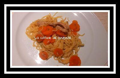 Escalope de porc mariné, Korean Ramen, nouille chinoise et sauté de carottes au thermomix ou sans Escalope de porc mariné, Korean Ramen, nouille chinoise et sauté de carottes au thermomix ou sans