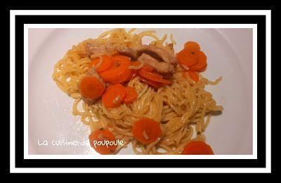 Escalope de porc mariné, Korean Ramen, nouille chinoise et sauté de carottes au thermomix ou sans Escalope de porc mariné, Korean Ramen, nouille chinoise et sauté de carottes au thermomix ou sans