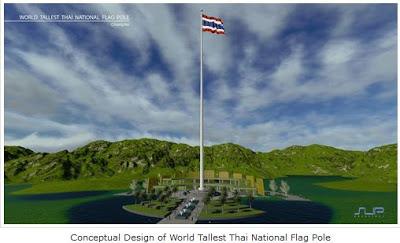 Thaïlande, le plus grand drapeau du monde 60 par 40 mètres sur 189 mètres en hauteur