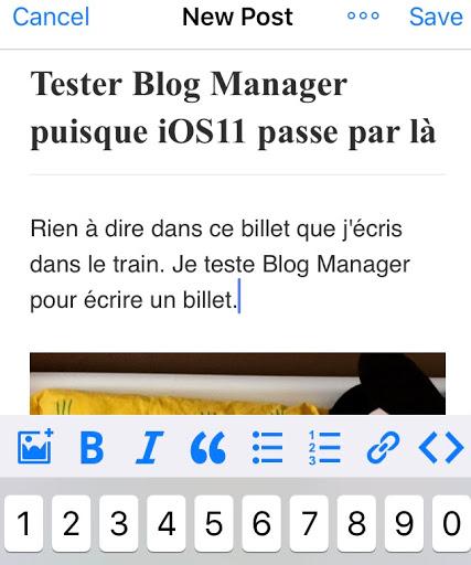 Tester Blog Manager puisque iOS11 passe par là