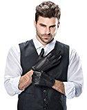 YISEVEN Gants d ‘homme en cuir de cerf avec la doublure des poils doux et courts pour hiver