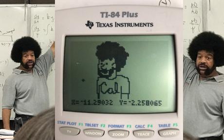 Il dessine son professeur avec sa calculette