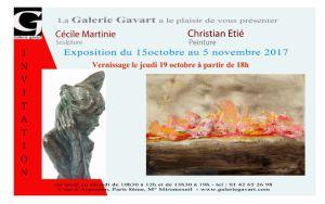 Galerie GAVART  exposition Cécile MARTINIE  et Christian ETIE  15 Octobre au 5 Novembre 2017